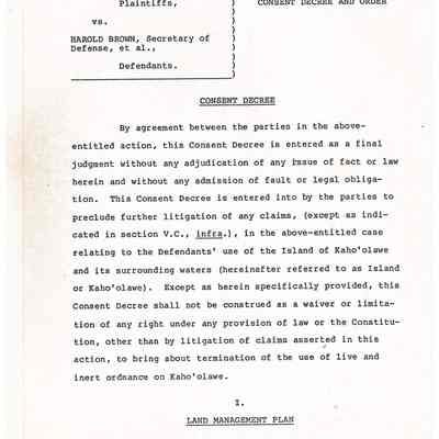 First page of draft consent decree: Origsize: 8.5" x 14"; Origformat: Document; Resolution: 200 dpi