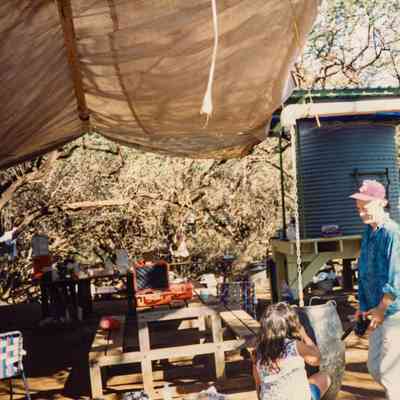 People at camp site