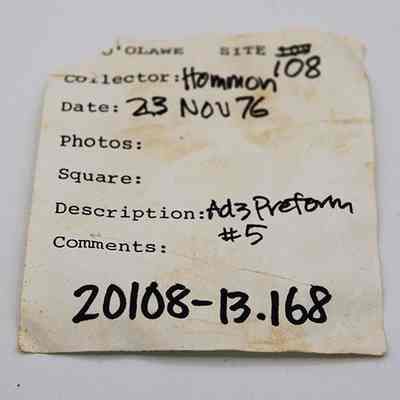 Artifact slip for Adze Preform #5: Origformat: Artifact; Resolution: 200 dpi