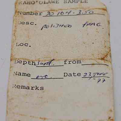Artifact slip for polished fragment: Origsize: 11.5 cm (L) x 3 cm (; Origformat: Artifact; Resolution: 200 dpi