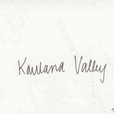 Back of  photo (object #2010.001.363): The image shows the handwritten words "Kaulana Valley" on a white background with faint watermark texts