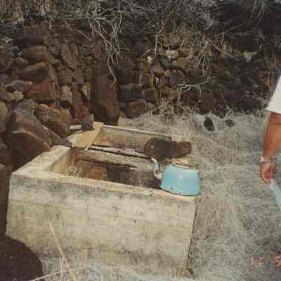 Old kettle on water trough