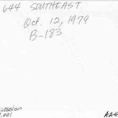 Back of photo #2011.001.201: The image depicts a handwritten note reading "Site 644 SOUTHEAST," dated "Oct. 12, 1979."