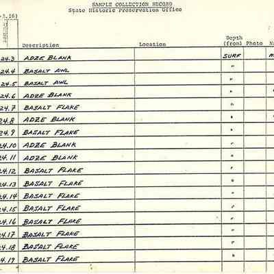 Sample Collection Record