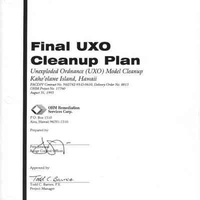 Final UXO Cleanup Plan