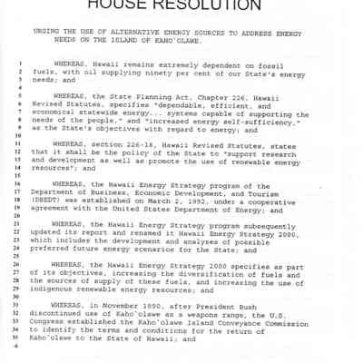 H.R. No. 52, House Resolution