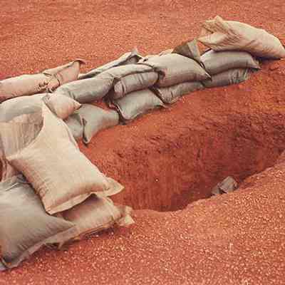 Sandbags on hard pan