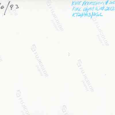 Back of photo (KIRC Object ID #2013.019.518): The image shows the back of a Fujicolor photo paper with handwritten notes including a date, accession number, and object ID written in blue pencil and black ink
