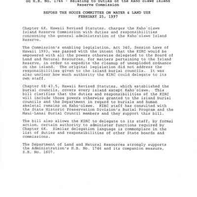 Testimony of the Chairperson of the Board of Land and Natural Resources