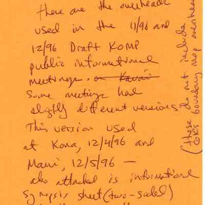 Note with overhead prints_Nov 1996: Origsize: 4.5" x 5.5"; Origformat: Document; Resolution: 150 dpi