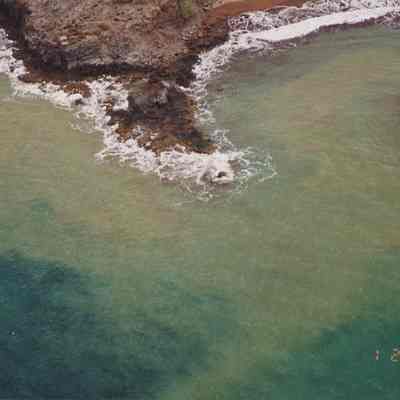 Aerial view of the west point of Kaukamoku Bay
