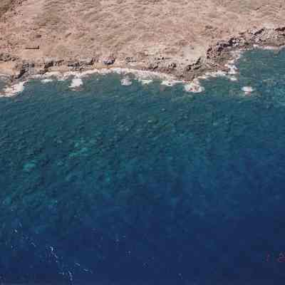 Aerial view of Hakioawa Bay and coral beds