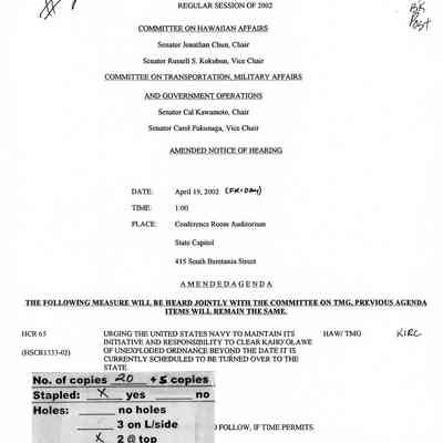 Amended Notice of Hearing