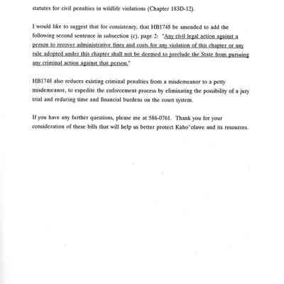 Second page of memo from Fairbanks to Tom 12 February 1996: Origsize: 8.5" x 11"; Origformat: Other
