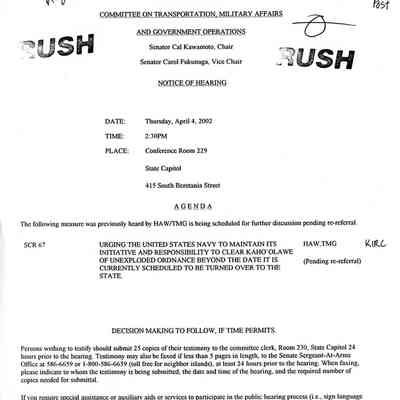Notice of Hearing for April 4, 2002