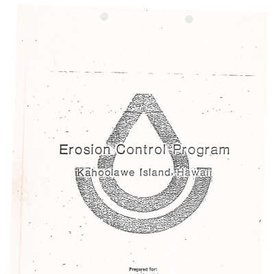 PDF copy of Erosion Control Program for Kaho'olawe: The document is titled "Erosion Control Program: Kahoolawe Island, Hawaii," prepared for the United States Navy by the USDA Soil Conservation Service in August 1979