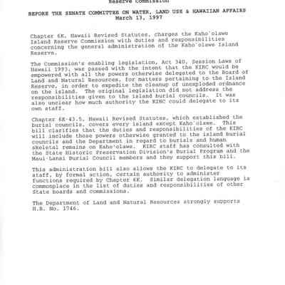 Testimony of the Chairperson of the Board of Land and Natural Resources