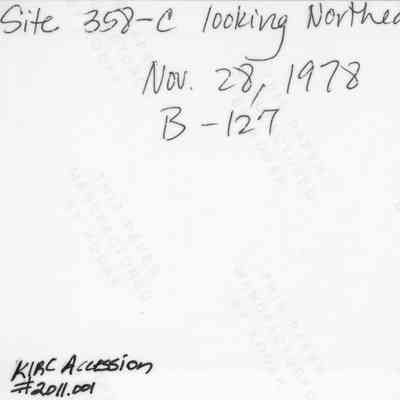 Back of a photo (KIRC object ID# 2011.001.212): The handwritten text notes a site labeled 359-C, positioned northeast, dated November 28, 1978.
