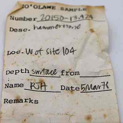 Artifact slip for hammerstone: Origformat: Other; Resolution: 200 dpi