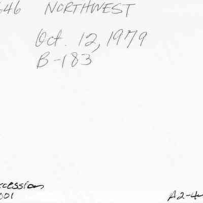 Back of photo #2011.001.205: The image displays handwritten text indicating "Site 646 Northwest" and the date "Oct. 12, 1979."
