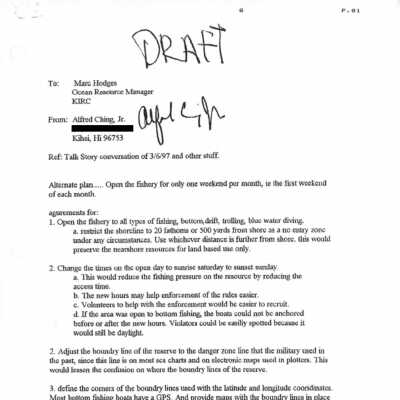 Fax from Alfred Ching, Jr. to Marc Hodges