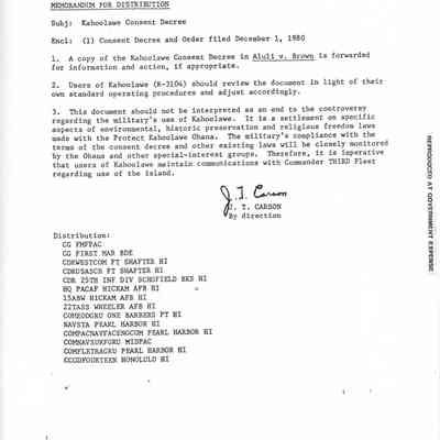 Memorandum for Distribution