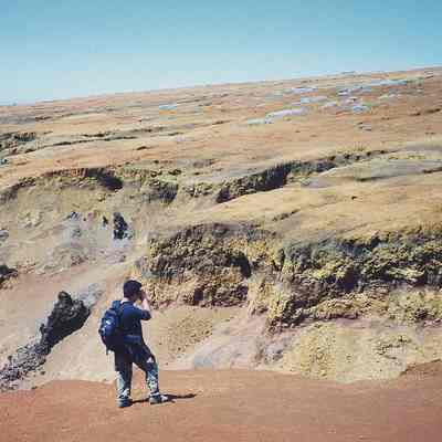 Man photographing gully