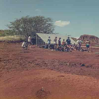 People taking a break on the hardpan