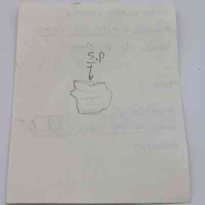 Back of artifact slip: The image shows a handwritten artifact slip with a drawing of a core fragment labeled "S.P." and text details.