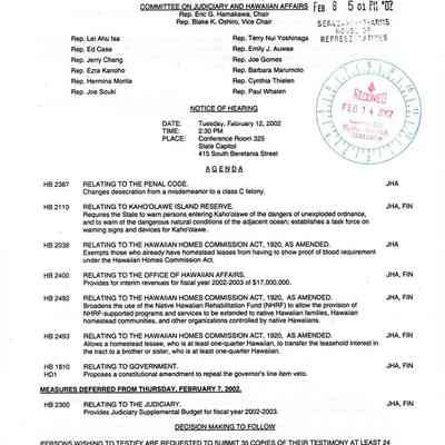Notice of Hearing
