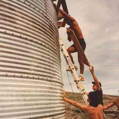 Men working on a water catchment