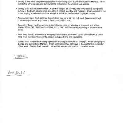 Work to be Performed Week of 11/9/98