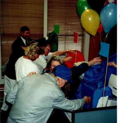 Pictured (L to R) Stewart ?, Edgar Purdom, Phyllis Pelly, Vivian Landrum, and Fred Holland