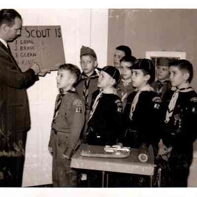 Front row (L to R) Steve Stratton, Tony Shewmaker, Franklin Nooe, and Jim Alexander. Back row (L to R) Denns Sallee, Jeffrey Veatch, Jimmy Lathrop, and James Sears (1959)