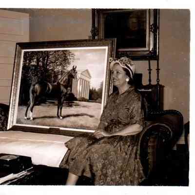 Mrs. George DeAtley (pictured) and her husband gave the painting of Beau Peavine to te Saddle Horse Museum in Lexington. The picture was painted by Iwan L. Lotton.