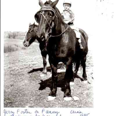 Jerry Foster on Fanny with Daisey in the background