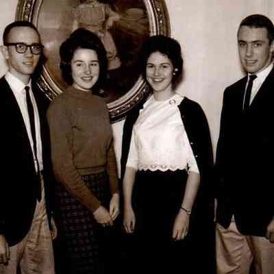 The 1962 Harrodsburg High School Debate team. Pictured (l to r): David Cornelius, Pat Shewmaker, Martha Brummett, and Allen Whitenack.