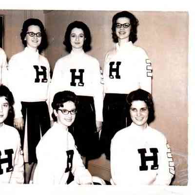 Pictured Front Row (L to R) Pat Todd, Cheri Devine, and Jane Sullivan. The back row includes Mary Sue Burton, Brenda Long, Glenna Shotwell, and Ann Barnett. Not present was Donna Jean Cole. (1963)