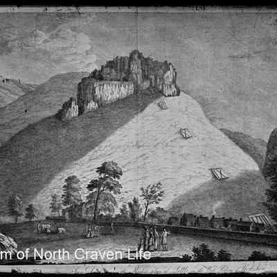 negative, glass plate - Etching : Castleberg, Settle