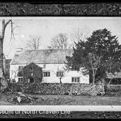 negative, glass plate - House with trees