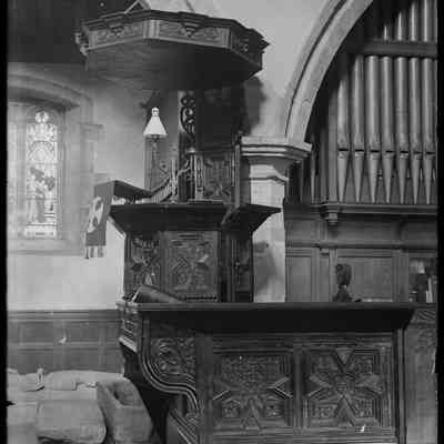 negative, glass plate - Giggleswick Church Pulpit
