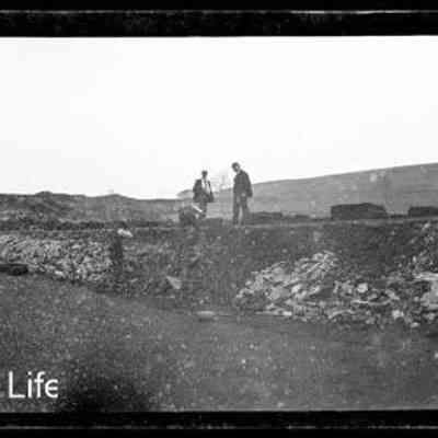 negative, sheet film - Giggleswick School ; men digging 2 of 2