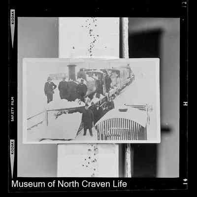 negative, sheet film - Steam Locomotive with Men