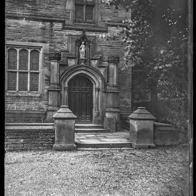 negative, glass plate - Giggleswick School - Porch