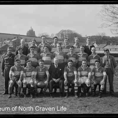 negative, sheet film - Group portrait : North Ribblesdale Rugby Union Football Club (2 of 4)
