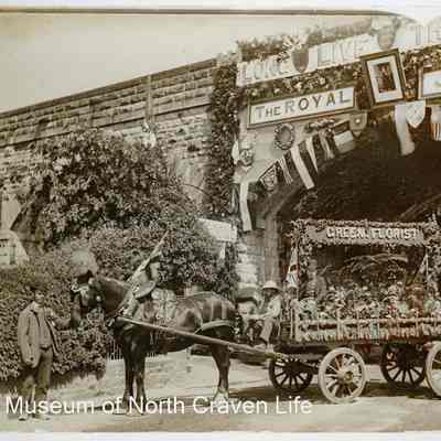 negative, glass plate - Horse and Cart with Flowers