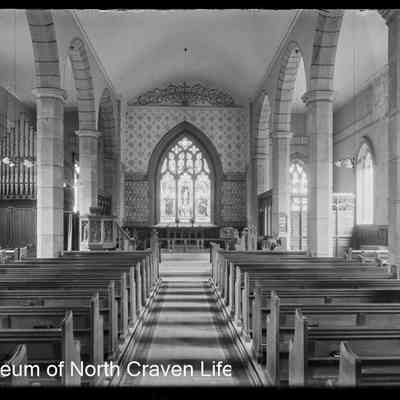 negative, glass plate - St James's Church, Clapham interior towards altar