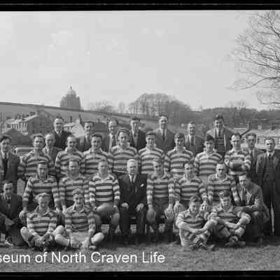negative, sheet film - Group portrait : North Ribblesdale Rugby Union Football Club (3 of 4)