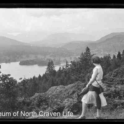 negative, sheet film - Woman on hill 'taking the view'