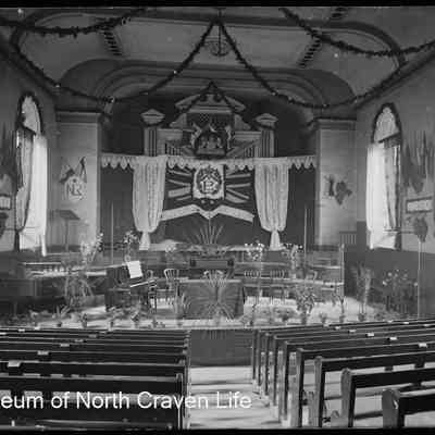 negative, glass plate - Victoria Hall, Settle (interior)